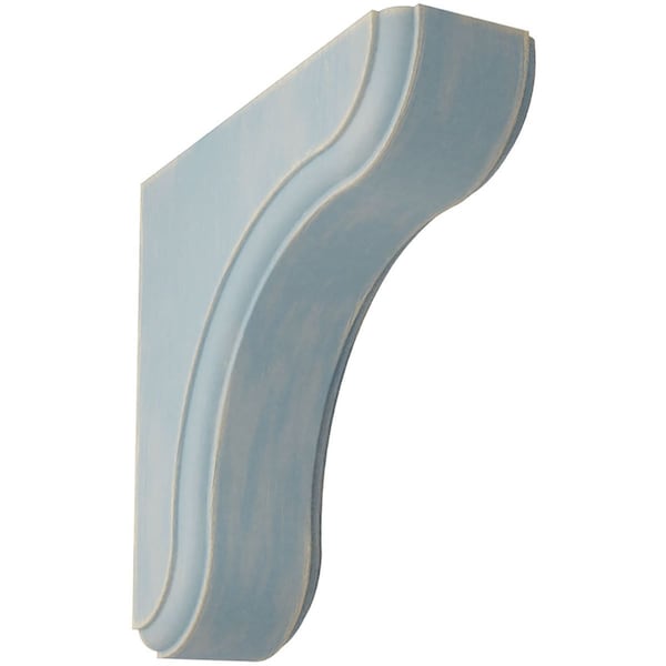 Ekena Millwork 1 3/4"W x 5 1/2"D x 5 1/2"H Eaton Wood Vintage Decor Bracket, Driftwood Blue BKTWD02X06X06EABU - main